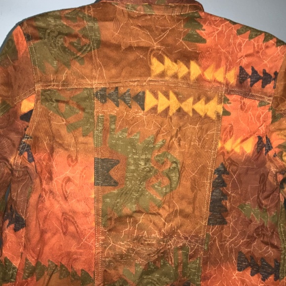Chico’s southwestern style print cotton jacket Sz 0 (4/S) Aztec rodeo - Picture 5 of 9